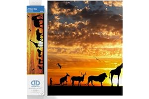 Diamond Dotz Diamond Painting de Paisaje. Cuadro de Diamantes 5D de Sabana Africana de Animales. Kit Completo de Pintura con Diamantes de 72.00 x 22.00 cm