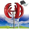 SAIYERUS Wind Turbine Generator Kit, 12000W 12V/24V/48V Vertical Wind Turbine Electricity Set, 5 Blade Horizontal Wind Power Generator Kit for Home, Boat, Marine, Monitoring, Street Lighting,Red-48V