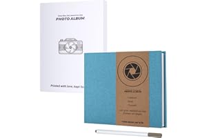 JAECU Album Fotografico Autoadesivo 22x18cm, Copertina di Lino Scrapbook Album Foto 40 Pagine, Regali Nozze Natale Valentino Regalo di Anniversario Compleanno (Azzurro)