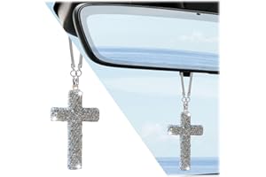 AstraGlam Pendentif Croix pour décoration de Voiture – Ornement Croix Double Face en Strass à Suspendre, Cristal étincelant pour rétroviseur, Décoration Automobile Religieuse pour Femmes et Hommes