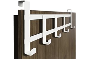 4happy Türgarderobe zum Einhängen - Türhaken für die ganze Wohnung, Standard Kleiderhaken Tür, stabile Türhakenleiste, rostfreie Haken zum Einhängen, Weiß