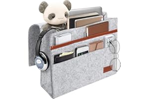 DOSYEN Poche de lit, Vide Poche lit, Sac de Rangement épais en feutre à Suspendre, Organisateur de sac pour Portables, Télécommande, Lunettes, Livres