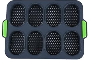 Chikanb Mini Baguette Teglia, 1 Pezzi Silicone Stampo Baguette Vassoio Cottura Perfetta di Pane Francese, Per Pane Croccante Torte da per Baguette per Cioccolatini, Panini, Muffin, 34,5 * 23,8 CM