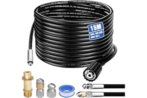 WANDGU Kit de Limpieza de Tubos: 1 Pieza de Manguera de Limpieza de Alta Presión de PVC, Limpiador de Desagües Flexible, para Kärcher K2 a K7, Jardín, Baño, Cocina (Negro)