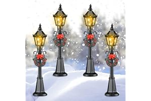 Ghzste 4 Stück Weihnachten Mini Straßenlaterne Modelle, Weihnachts Straßenlaterne Modell, Dollhouse Streetlight Miniatur Dorf Weg Laterne Post DIY Landschaft