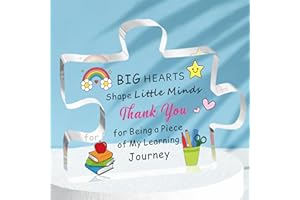 HULALA Teacher Appreciation Plaque - Acrylic Puzzle for Women Men - Thank You Gift for Leaving or End of Term - Big Hearts Shape Little Minds