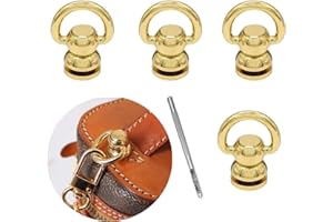 FANNAS 4 Piezas Remaches de Latón Para Anillas en D Clavos para Remaches Tornillos Anillas Chicago,con 1 Piezas Perforadora, Kit de Conversión de Anilla en D Giratoria 360,para Artesanía Cuero DIY