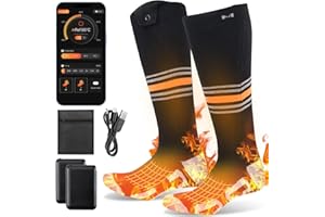NINONLY Calze Riscaldate a Batteria 5000mAh, Calzini Riscaldati Elettrici 4 Livelli di Temperatura, Riscaldamento Elettrico Calzini Caldo Uomo e Donna per Sci, Campeggio, Corsa Idee Regalo Donna