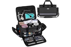 CURMIO Borsa per infermiere, borsa medica per borsa clinica con divisori interni e fondo antiscivolo per visite domiciliari, assistenza sanitaria, SOLO BORSA, Nero