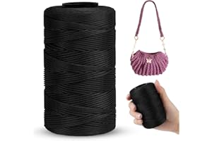 LEREATI Fil Macramé 1mm x 230m Corde Macramé Polyester Ficelle Corde Fil Polypropylène pour Sac à Main, Suspension Murale, Travaux Manuels, Tricot, Noël, Mariage (Noir)