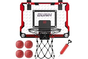 Zyncove Mini Basketballkorb Kinder Indoor, Basketball Korb ürs Zimmer & Büro mit 4 Ball, Basketballkorb tür Wandmontage mit Elektronische Anzeigetafel und LED Licht, Sport Spielzeug für Mädchen Jungen