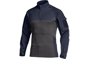 CQR Herren Combat-Shirt-Serie mit 1/4-Reißverschluss, Langarm, camo Militär-Shirt, Top