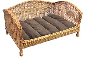 Prestige Wicker Pet Bed Settee with Cushion, Extra Large (Handmade item, Size may vary sightly)