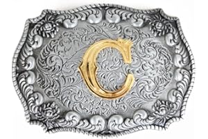 LKMY Hebillas de cinturón para hombre con letra inglesa 3D, estilo occidental del alfabeto de vaquero con letra inicial para hombres