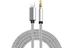 Ainlinso Aux Cable for iPhone in Car 3.5mm Aux Cord foriPhone 11/11 Pro/ 11 Pro Max/XR/XS/X/13/12/12 Pro Max/13 Pro Max/14 for Car Stereo/Headphones/Speaker Support All iOS System-silver gray(1M)