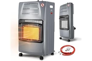Wintem - Stufa a Gas Richiudibile 4200W con 3 Livelli di Riscaldamento, Accensione Piezoelettrica e Vano Porta-Bombola da 15Kg, Compatta e Facile da Riporre (Smoke Grey)