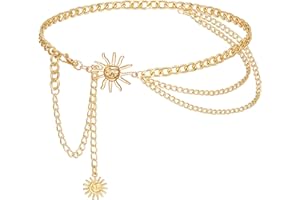 Liutufy Waist Chain Belts for Women Moon Star Chain Belt Ladies Waist Chain Belt for Jeans Dress