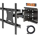 BONTEC TV Wall Bracket for 37-80 inch LED LCD Flat & Curved Screen, Swivel Tilt TV Wall Mount Full Motion, Heavy Duty Strong