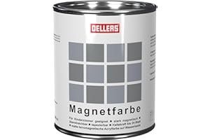 OELLERS Farba magnetyczna, bardzo mocna, magnetyczna farba ścienna do wnętrz, 750 ml/4 m², szara, nadaje się do drewna, metalu, ścian, pokoju dziecięcego, bez wstępnej obróbki (szara, 750 ml)