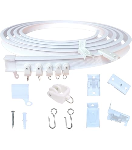 Buigbare flexibele gordijn enkele rails, plafond- of wandmontage gordijnrails set met rollen en eindkap, gordijnrail staaf voor RV/erkers ( wandmontage, 4,3 m/14,1 ft