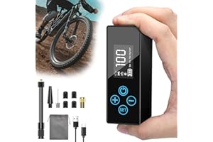 ONHERM Fahrradpumpe Elektrische, Mini-Fahrradpumpe Digitalem LCD-Druckmessgerät 4400mAh, 100PSI Fahrrad Luftpumpe mit Presta- und Schrader-Ventil für E-Bike, Mountainbike, Stadtrad und Rennrad