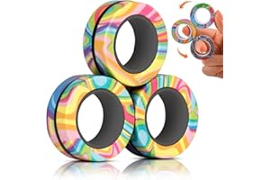 HLMYER 3 Pieces Magnetic Rings Fidget Toy,Magnets Fidget Toy Stress Relief,Magnetic Fidget Rings Decompression Anxiety,Finger Spinner Fidgets Magnetic Toys for Man Woman Teens Kids Boys Girls