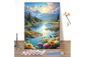 MEIYUDA Peinture par Numero Adulte, Paysage Kit de Peinture à l'Huile sur Toile par Numéro Nature, Débutants Peinture Acrylique Pigmentée, Decoration Maison Cadeau 30x40cm(sans Cadre)