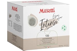 ‎CAFFÈ MUSETTI Caffè Musetti, 100 Kaffeepads Intenso Mischung, Intensität 5/5, Noten von Kakao und Gebäck, Arabica und Robusta Qualität, Kräftiger und Cremiger Geschmack, Weicher und Würziger Nachgeschmack