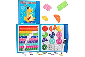 TK99SW Montessori Magnetyczne Ułamkowe, Edukacyjna Ułamkowa Książeczka Gra Matematyka Dla Dzieci Do Matematyki Manipulacje Matematyczne Materiał Z Płytkami Frakcji Magnetycznej I Kołami Ułamków Od 6 Lat
