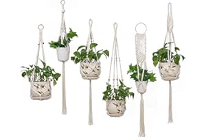 Oenothera 6 Pieces Plant Hanger Indoor, Macrame Plant Hanger, Cotton Rope Macrame Plant Hanger, for Indoor Outdoor Balcony Decoration