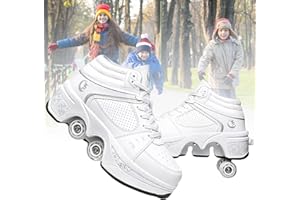 TOME.SKATES Roller Skates Shoes boys and girl，Shoes with Wheels for women and men，Adjustable Double Row Skating Shoes for kids,Trainers/Skates 2 in 1