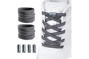 Shecret Elastyczne sznurowadła z metalową kapsułką, 2 pary regulowanych sznurowadeł bez wiązania, system szybkiego sznurowania, zestaw sznurowadeł dla biegaczy, dzieci i osób starszych