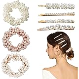 ZOCONE Perle Elastici per Capelli Donna, 7 PCS Scrunchies di Perle Elastico Mollette per Capelli Perle Fermagli Forcina Elega