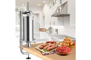 SONGLELA Songle Macchina per la Produzione di Salsicce Manuale in Acciaio Inossidabile - Siringa Verticale Professionale Con 3 Tubi di Ripieno, 1.5L