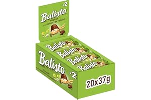 BALISTO - Barres chocolat et biscuit céréales, lait, noisettes et raisins - Grand format contenant 20 sachets de 37g - Préparez la rentrée - 740g