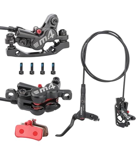 Clarks Clout Hydraulisches Bremssystem - 2 Kolben Vorne & Hinten Bremsen Set Und Rotoren Mit Mineralöl, Hebeln Und Armaturen, Schwarz