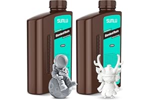 SUNLU 3D Drucker Resin 2KG, 405nm UV Härtendes Standard Photopolymer Schnellharz für 4K/8K LCD/DLP/SLA 3D Druck, Hohe Präzision, Geringe Schrumpfung, Grau+Weiß 2000g