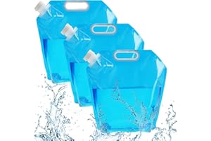 RZMZBY 3 pièce 5 L Bidons à Eau Pliables,Sac Eau,Sac à Eau Portable,avec Couvercle étanche, pour Camping Randonnée Pique Nique,Barbecue(Bleu)