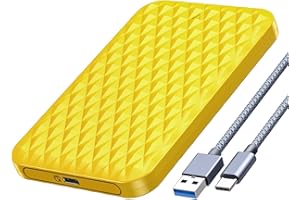 GiGimundo Festplattengehäuse 2,5 Zoll USB C, USB 3.1 Festplatte Gehäuse 6Gbps mit UASP, Werkzeugfreie Montage, Gelb (GM25-C3)
