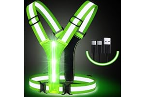 Simket LED Chaleco Reflectante, USB Chaleco de Seguridad Reflectante, Ajustable Alta Visibilidad Elastic Reflector Chaleco para Correr, Senderismo, Ciclismo, Motorista etc