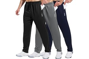 HUAKANG 3 Pack Joggers for Men Tracksuit Bottoms Men Sweatpants Lightweight Jogging Trousers Sports Casual Running Pants with Zipper Pockets