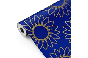 Bobina papel de regalo, rollo grande 62cm x 100m •GIRASOL ORO Y AZUL • Ideal para: Tiendas Negocios Comercios Envolver regalos Cumpleaños Baby Shower Bodas Decoración [FP Fiesta Paper]
