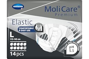 MoliCare Premium Elastic: pannoloni mutandina per incontinenza severa, per donne e uomini; 10 gocce, taglia L (circonferenza vita 115-145 cm), 14 pezzi