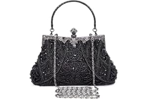 BAIGIO 1920s Pochette de soirée vintage pour femmes des années 1920s avec perles, élégante sac à main bandoulière pour fête mariagebanquet