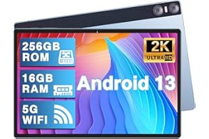 YESTEL Tablet 11 Pulgadas Android 13 con 16GB RAM 256GB ROM (1TB TF), 2K 2000 x 1200 IPS, 4 Altavoces, 3 Cámaras, GPS, Carga Rápida 18 W, 8600 mAh, 5G Wi-Fi, Octa-Core, Tablet con Funda, Azul