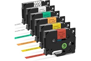 MARKURLIFE 6× Ruban Laminated 12mm 0.47 Compatible avec ruban brother 12mm TZe-231 TZe-131 TZe-431 TZe-531 TZe-631 TZe-731 Compatible avec Brother P-touch PT-H110 H200 H100LB H107B H105 E110VP 1000 D210