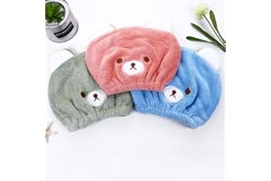 Abcsea 2 pezzi asciugamano per capelli turbante/asciutti per bambini, asciugamano turbante per capelli ad asciugatura rapida blue, asciugamano per asciugare i capelli, blu e rosa