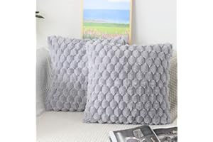 NIULAA Puszysta poszewka na poduszkę 40 x 40 cm, szara, 2 szt., pluszowa, dekoracyjna, miękkie w paski, luksusowe futro, poduszka dekoracyjna, na sofę, przytulna poduszka do salonu, na sofę