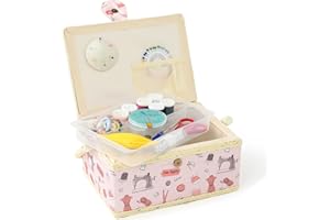 NOTIONSLAND Medium-Sized Sewing Basket for Home Storage and Organisation, With Accessories, Gift for Christmas, Thanksgiving, Mother's Day (Rink)