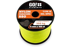 GO!elements Paracord de Nylon a Prueba de desgarros - 4mm Paracord 550 Typo III Cuerda - Adecuado como Cuerda Yute & Cuerda Gruesa | MAX. 250kg